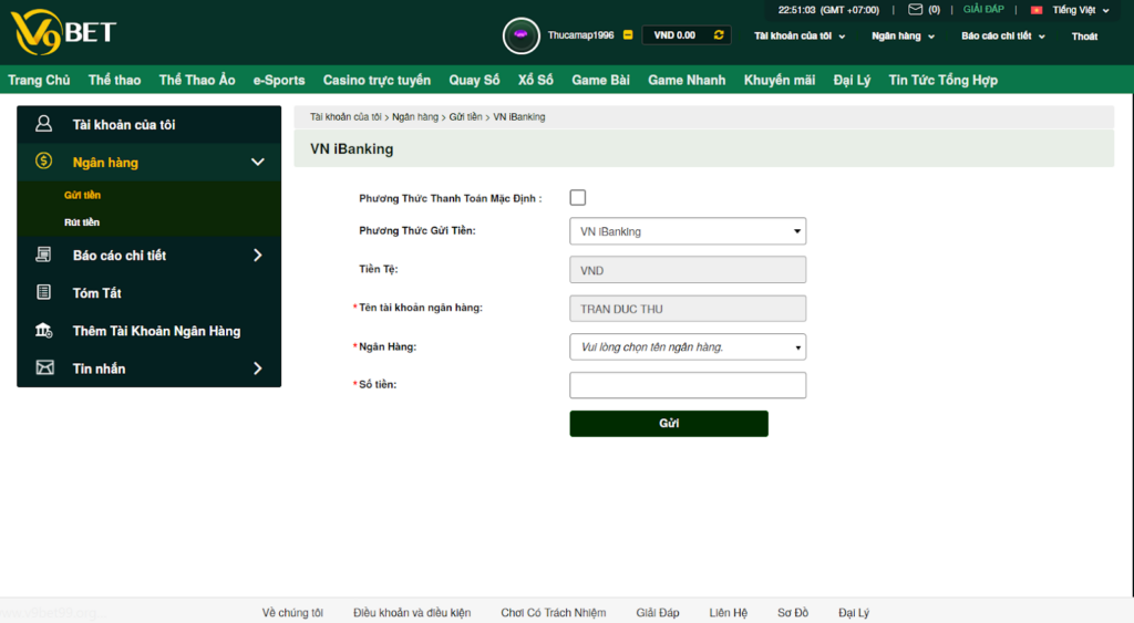 Nạp tiền VN iBanking V9bet