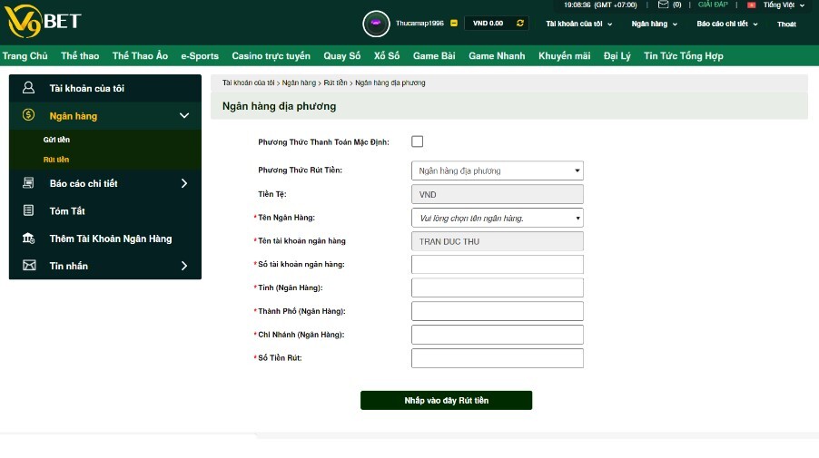 Hướng dẫn rút tiền V9bet nhanh chóng nhất 