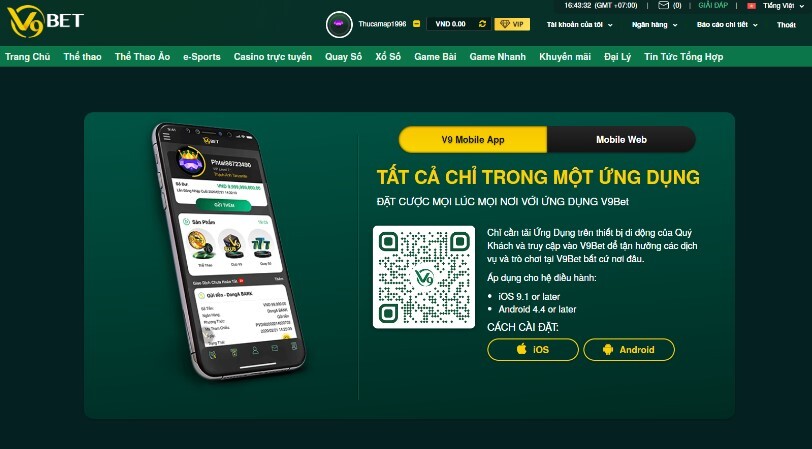 Cách download app V9bet cho điện thoại iOS